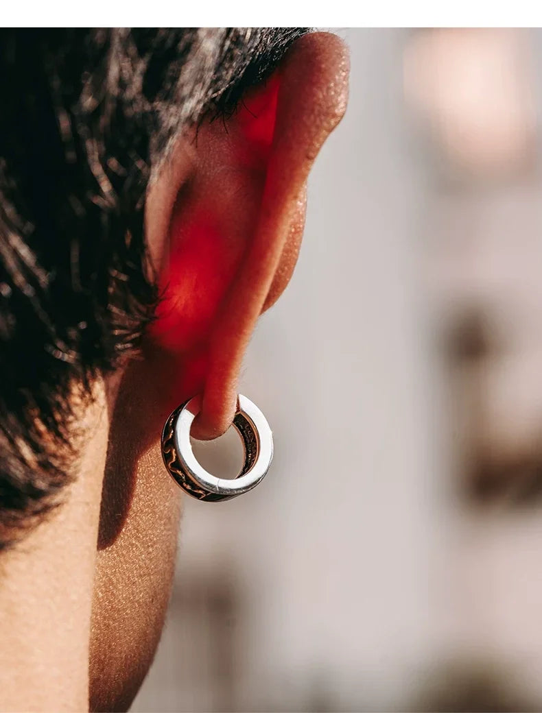 Sterling Silver Golden Fortune Snake Stud Earrings for Bikers shown in a rider lifestyle view 3