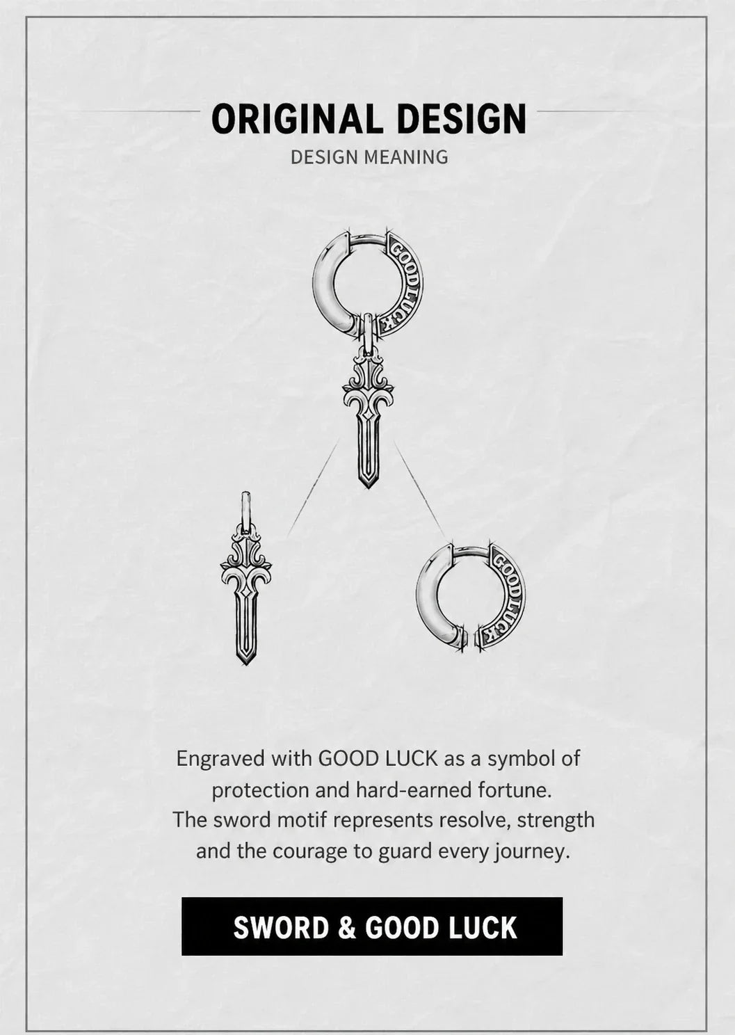 Sterling Silver Good Luck Sword Drop Earrings - design meaning
