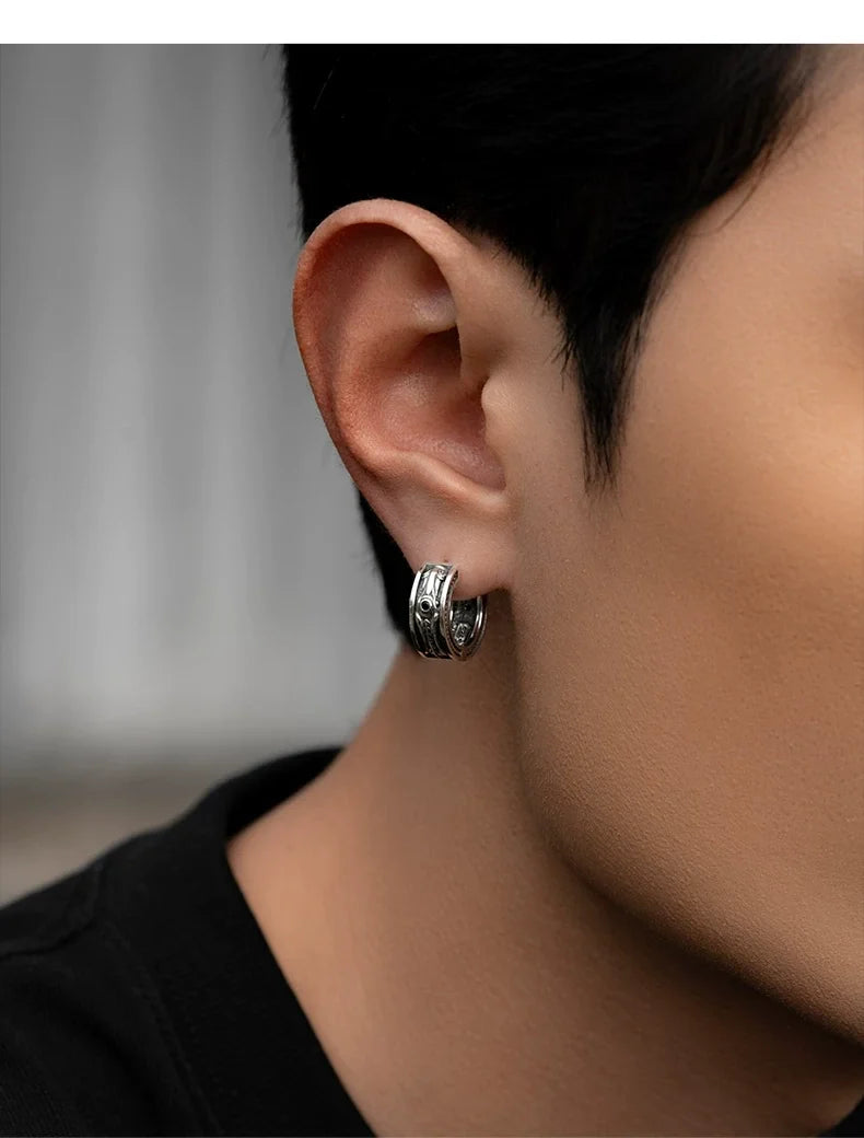 Sterling Silver Horse Bridle Hoop Earrings for Bikers shown in a rider lifestyle view 3