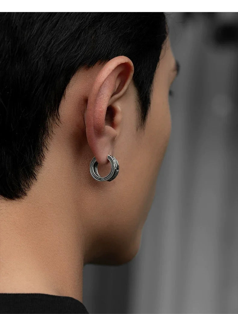 Sterling Silver Horse Bridle Hoop Earrings for Bikers shown in a rider lifestyle view 5