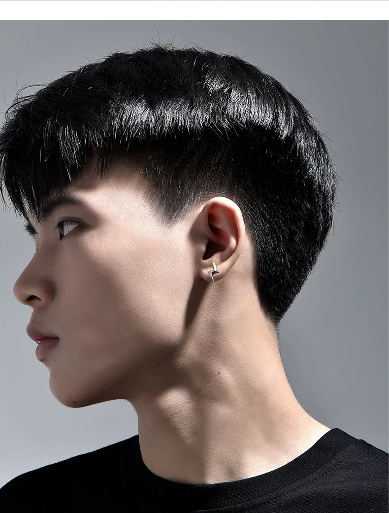 Sterling Silver Lightning Bolt Stud Earrings for Bikers shown in a rider lifestyle view 2