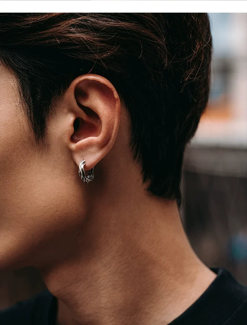Sterling Silver Möbius Drop Earrings for Bikers shown in a rider lifestyle view 3