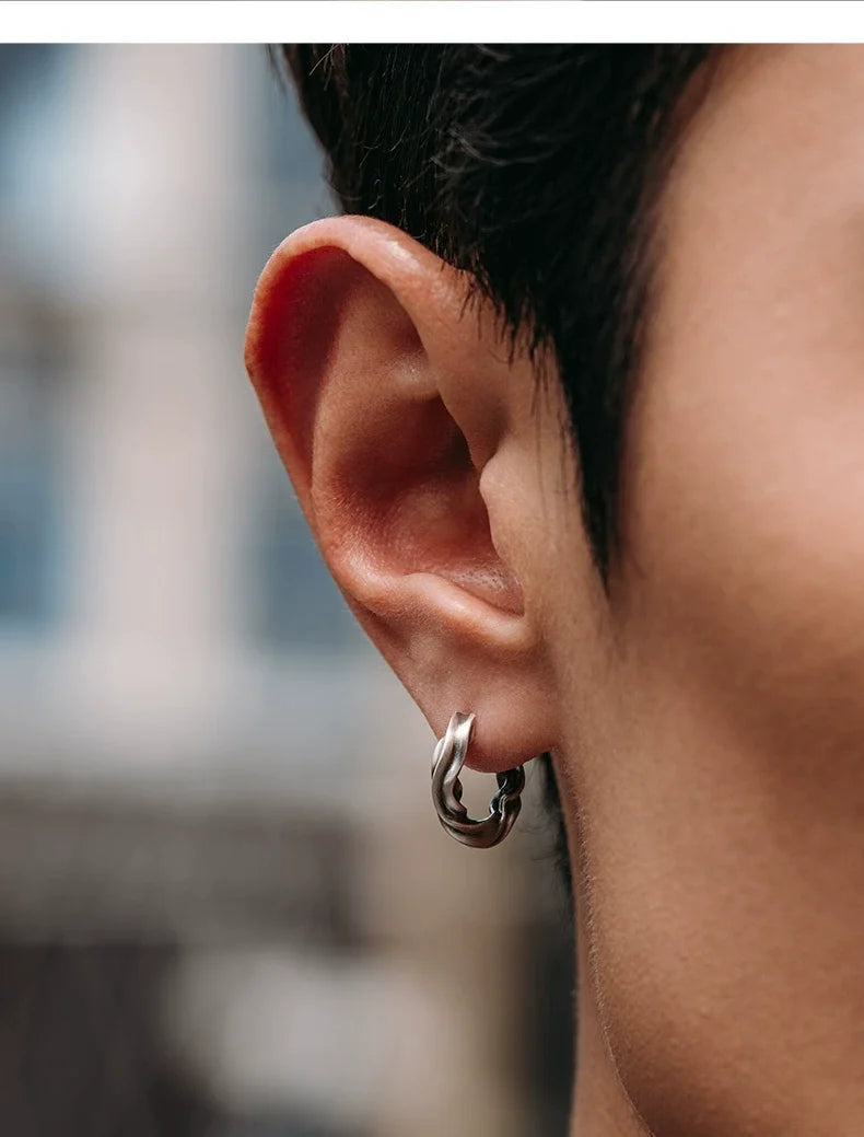 Sterling Silver Möbius Drop Earrings for Bikers shown in a rider lifestyle view 4