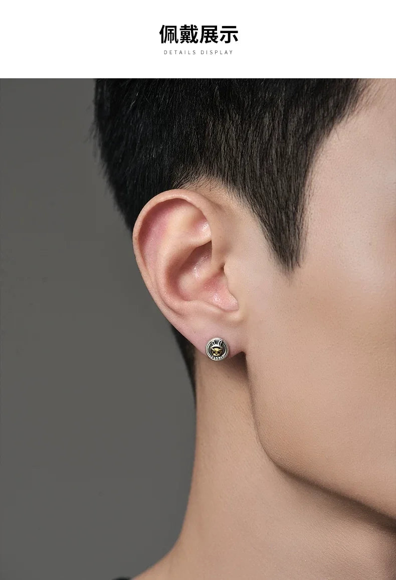 Sterling Silver Mechanical Rabbit Stud Earrings for Bikers shown in a rider lifestyle view 1