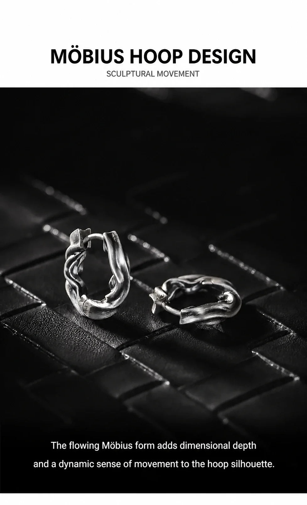 Sterling Silver Möbius Hoop Earrings - sculptural design