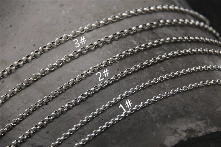 Sterling Silver Oval Link Long Biker Necklace - view 2