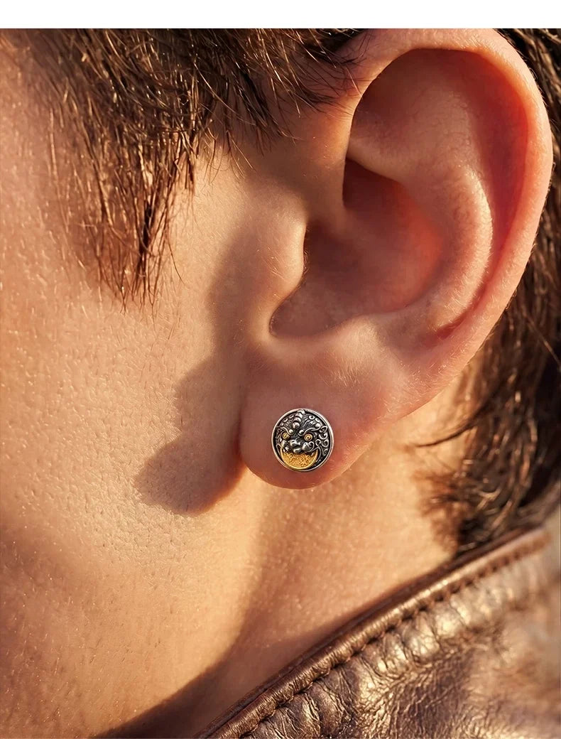 Sterling Silver Pixiu Clip-On Earrings for Bikers shown in a rider lifestyle view 2