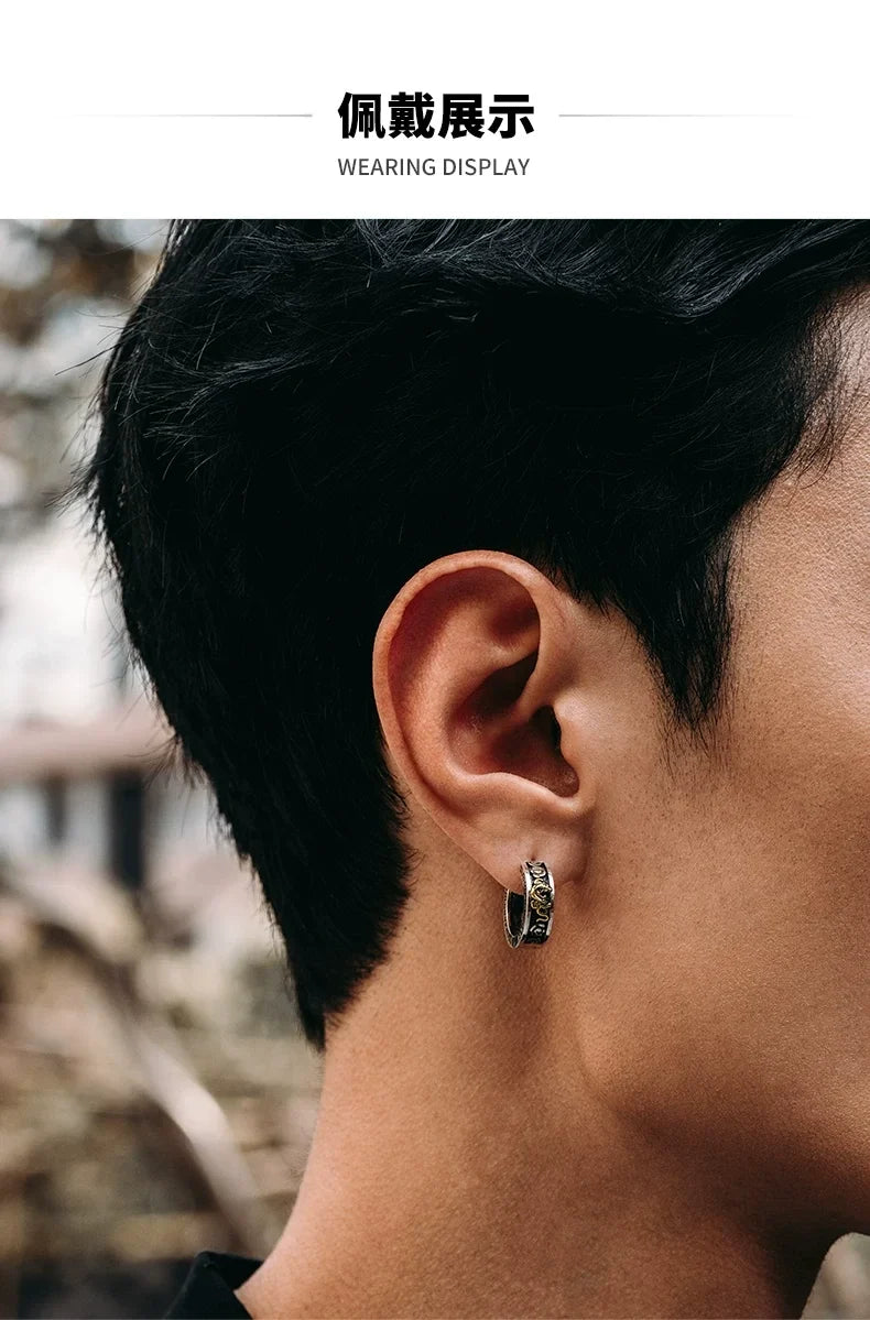 Sterling Silver Pixiu Hoop Earrings for Bikers shown in a rider lifestyle view 1