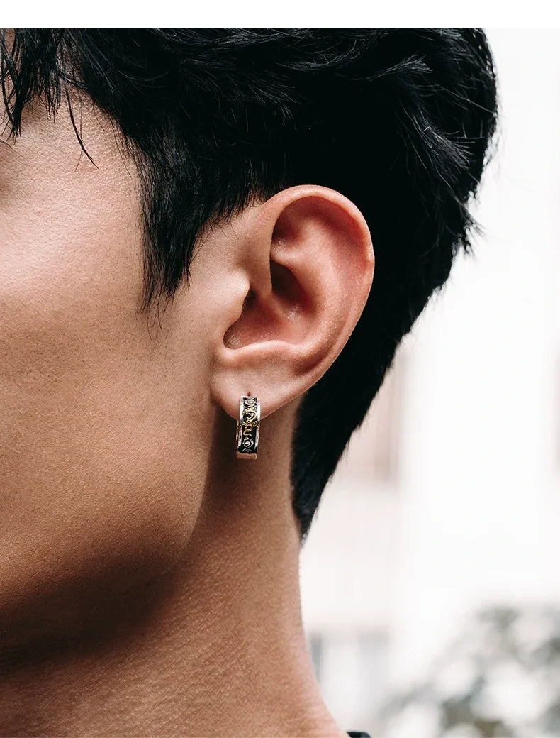 Sterling Silver Pixiu Hoop Earrings for Bikers shown in a rider lifestyle view 2
