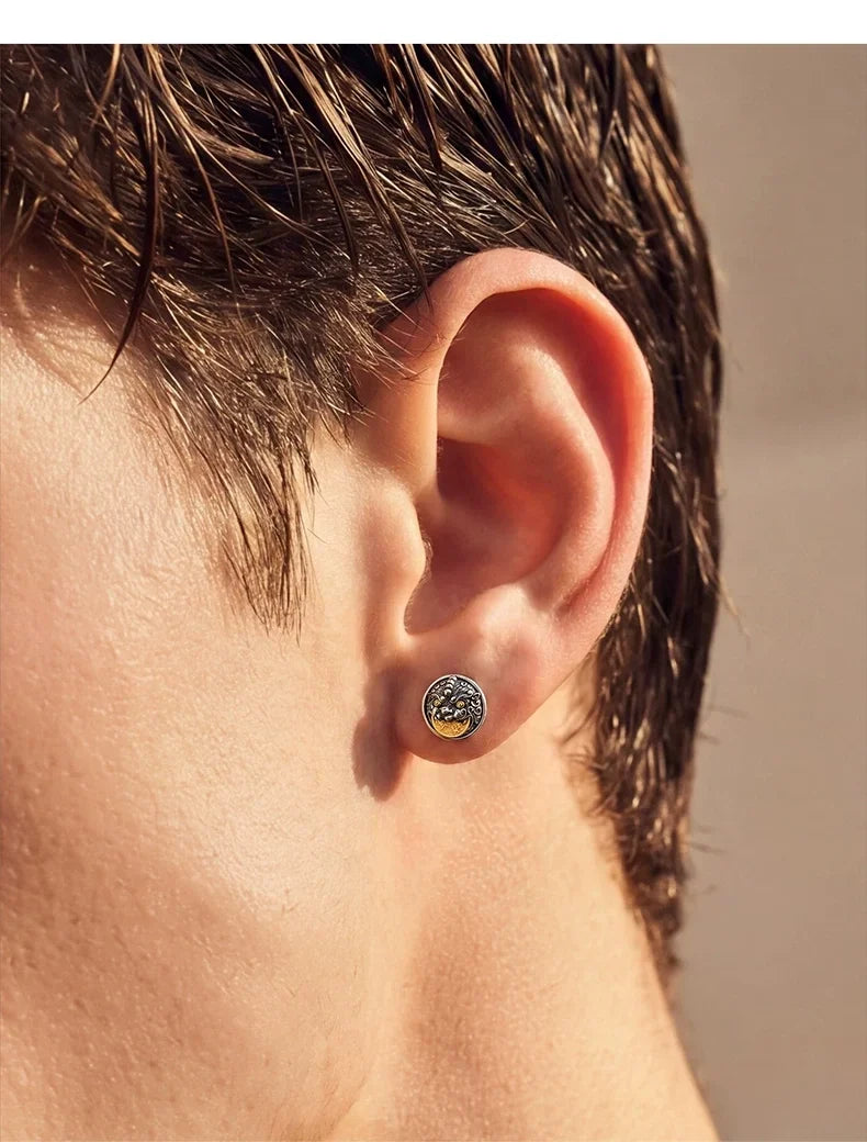 Sterling Silver Pixiu Stud Earrings for Bikers shown in a rider lifestyle view 3