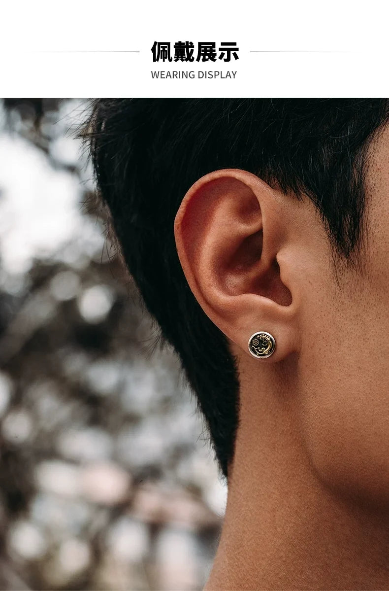 Sterling Silver Pixiu Stud Earrings for Bikers shown in a rider lifestyle view 1