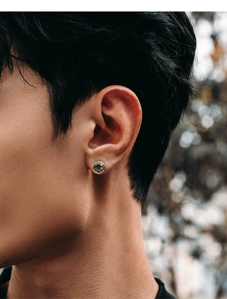 Sterling Silver Pixiu Stud Earrings for Bikers shown in a rider lifestyle view 2