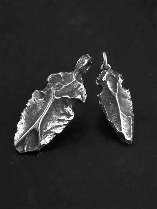 rock-textured sterling silver arrowhead biker pendant 01 product view