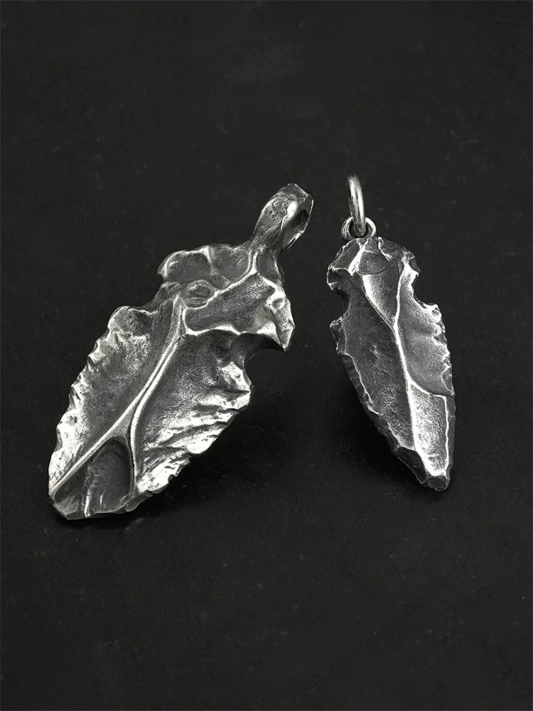 rock-textured sterling silver arrowhead biker pendant 02 product view