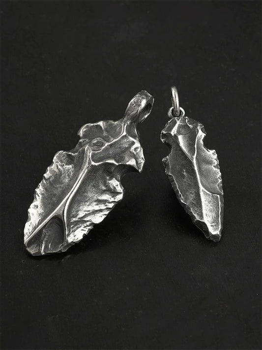 rock-textured sterling silver arrowhead biker pendant 02 product view