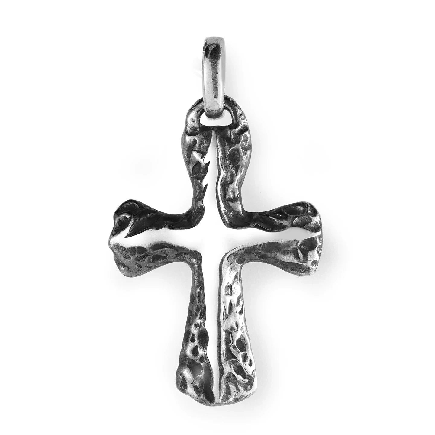 rock-textured sterling silver cross biker pendant 04 product view