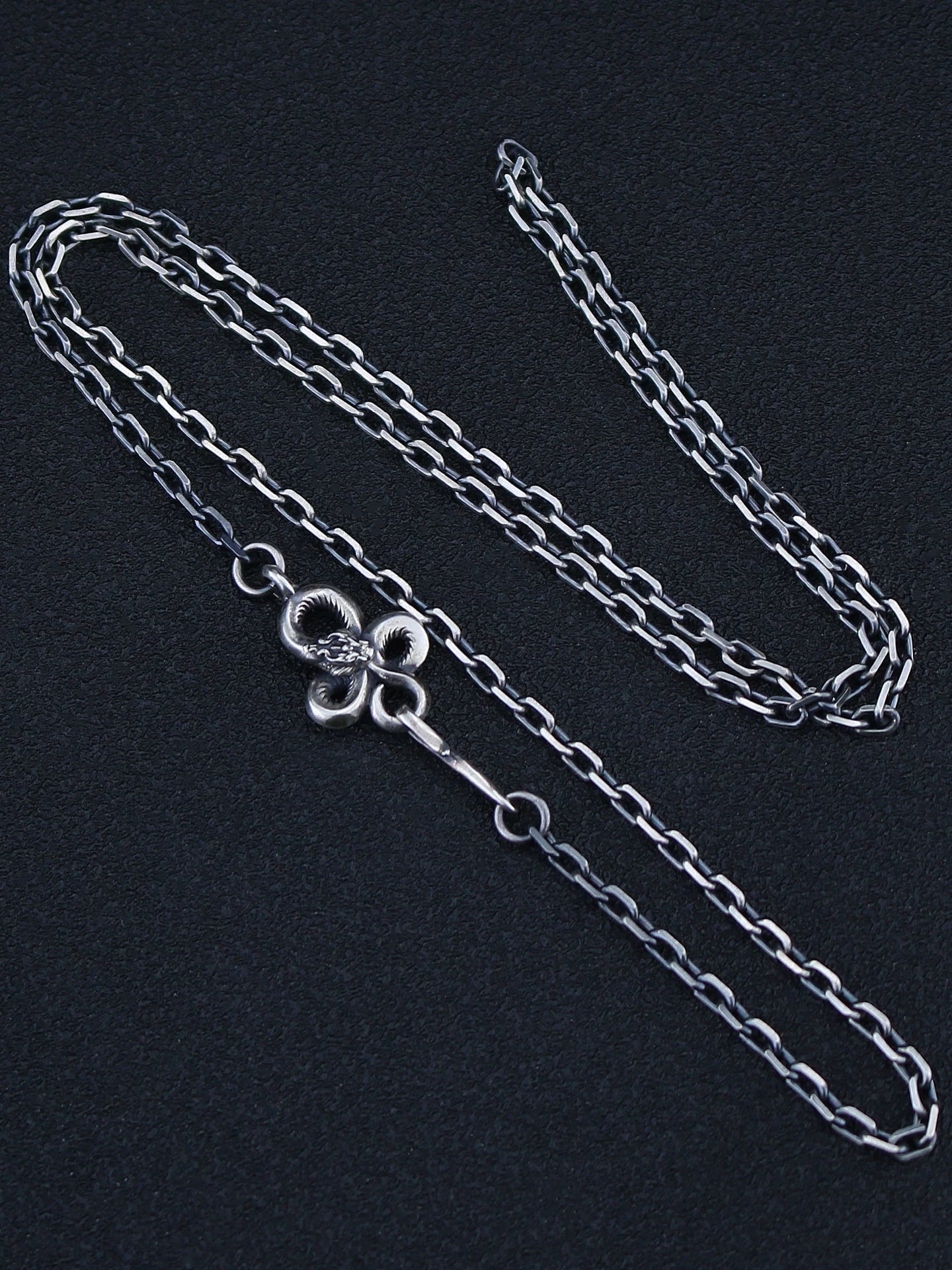 Sterling Silver Snake Clasp Mariner Biker Necklace - view 1
