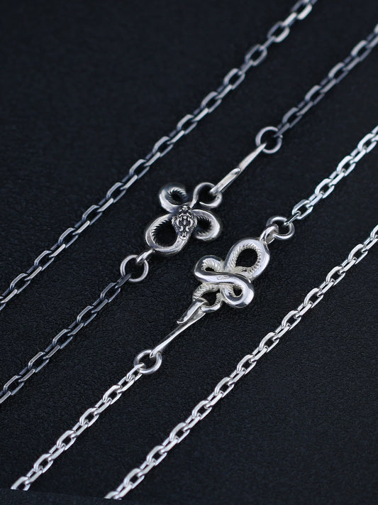 Sterling Silver Snake Clasp Mariner Biker Necklace - view 2