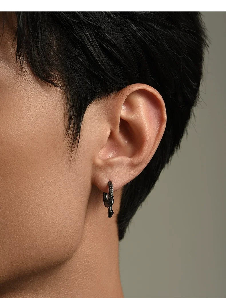 Sterling Silver Snake Scale Drop Earrings for Bikers shown in a rider lifestyle view 3