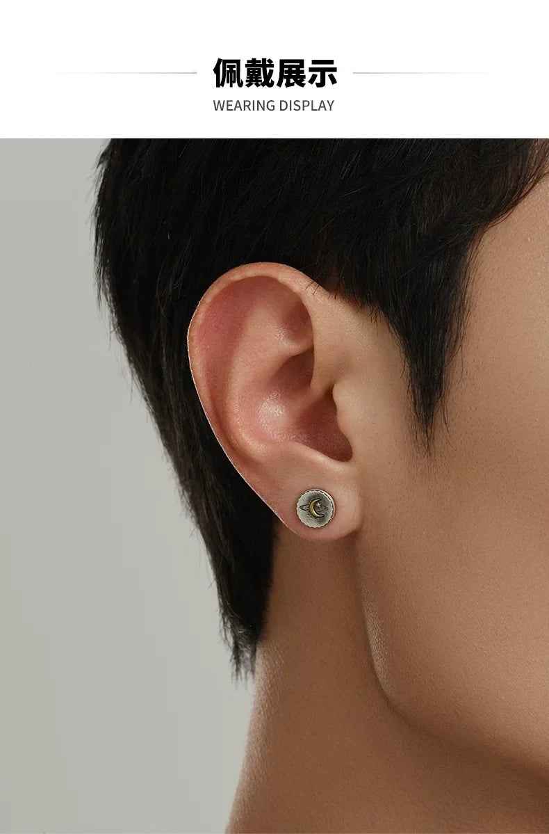 Sterling Silver Sun Moon & Stars Clip-On Earrings for Bikers shown in a rider lifestyle view 1