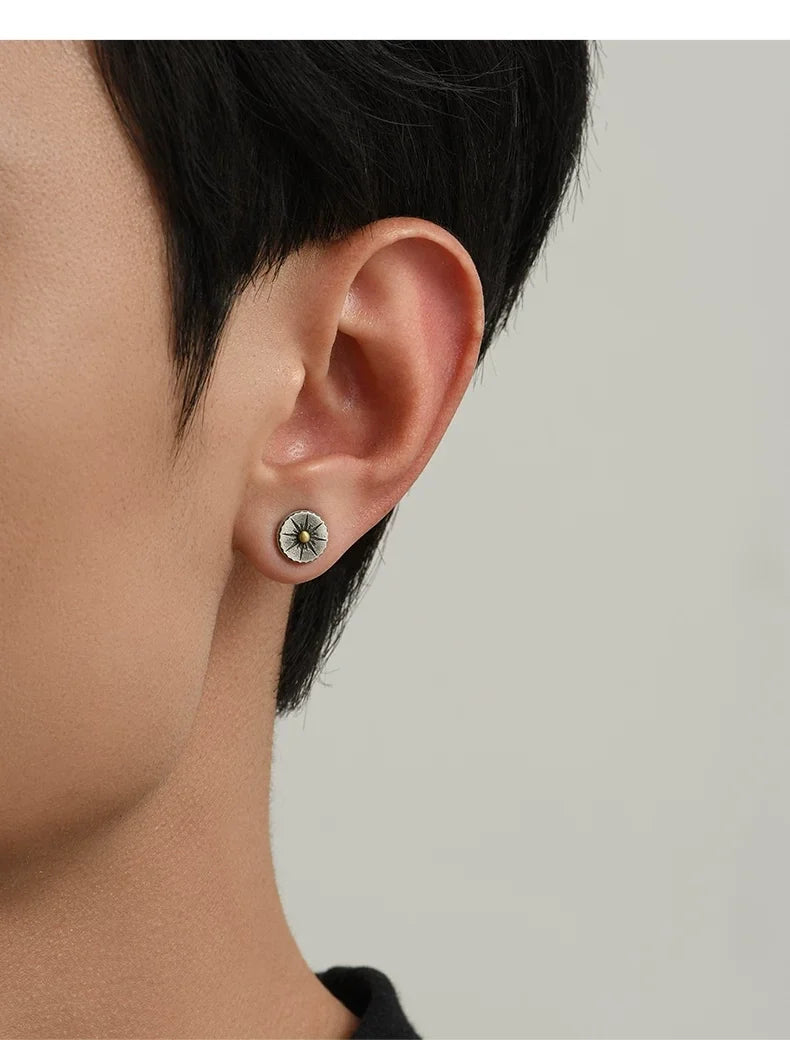 Sterling Silver Sun Moon & Stars Clip-On Earrings for Bikers shown in a rider lifestyle view 2