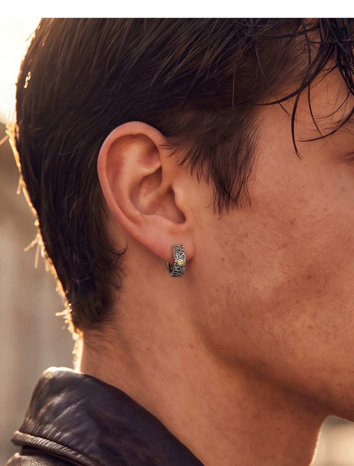 Sterling Silver Tai Chi Drop Earrings for Bikers shown in a rider lifestyle view 4