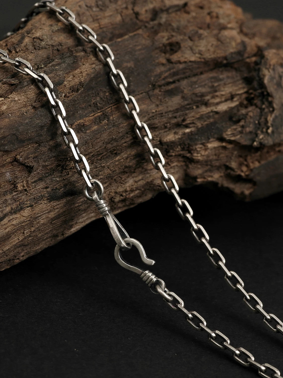 Sterling Silver Twist-Clasp Cross Link Necklace - view 3