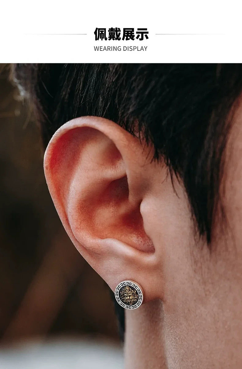 Sterling Silver Yellow Jambhala Stud Earrings for Bikers shown in a rider lifestyle view 1