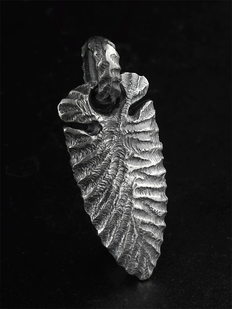 Stone Age spearhead sterling silver biker pendant front detail