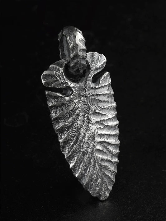 Stone Age spearhead sterling silver biker pendant front detail