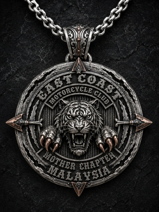 Medallion Pendants shown as a custom motorcycle club pendant concept based on the authorized East Coast Motorcycle Club - Mother Chapter artwork.