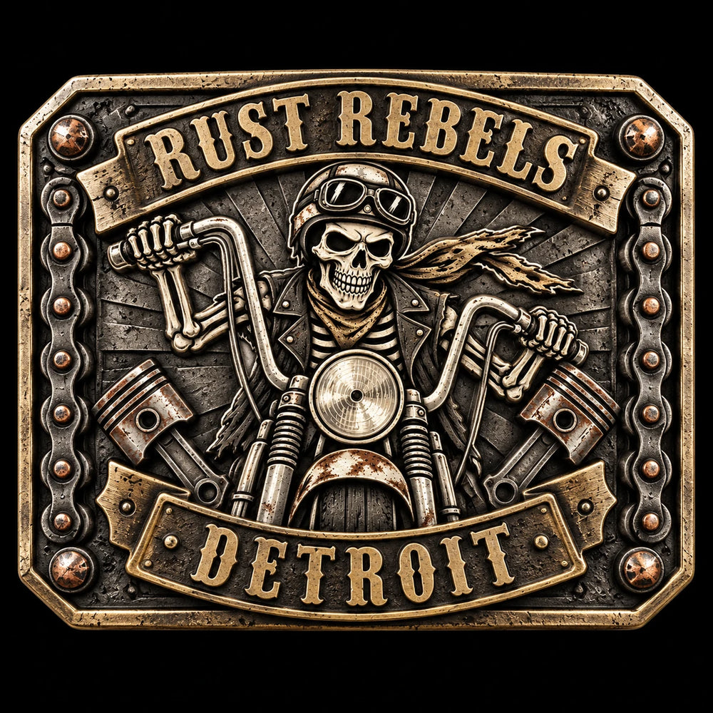 Horizontal Rectangular Buckle custom motorcycle club belt buckle