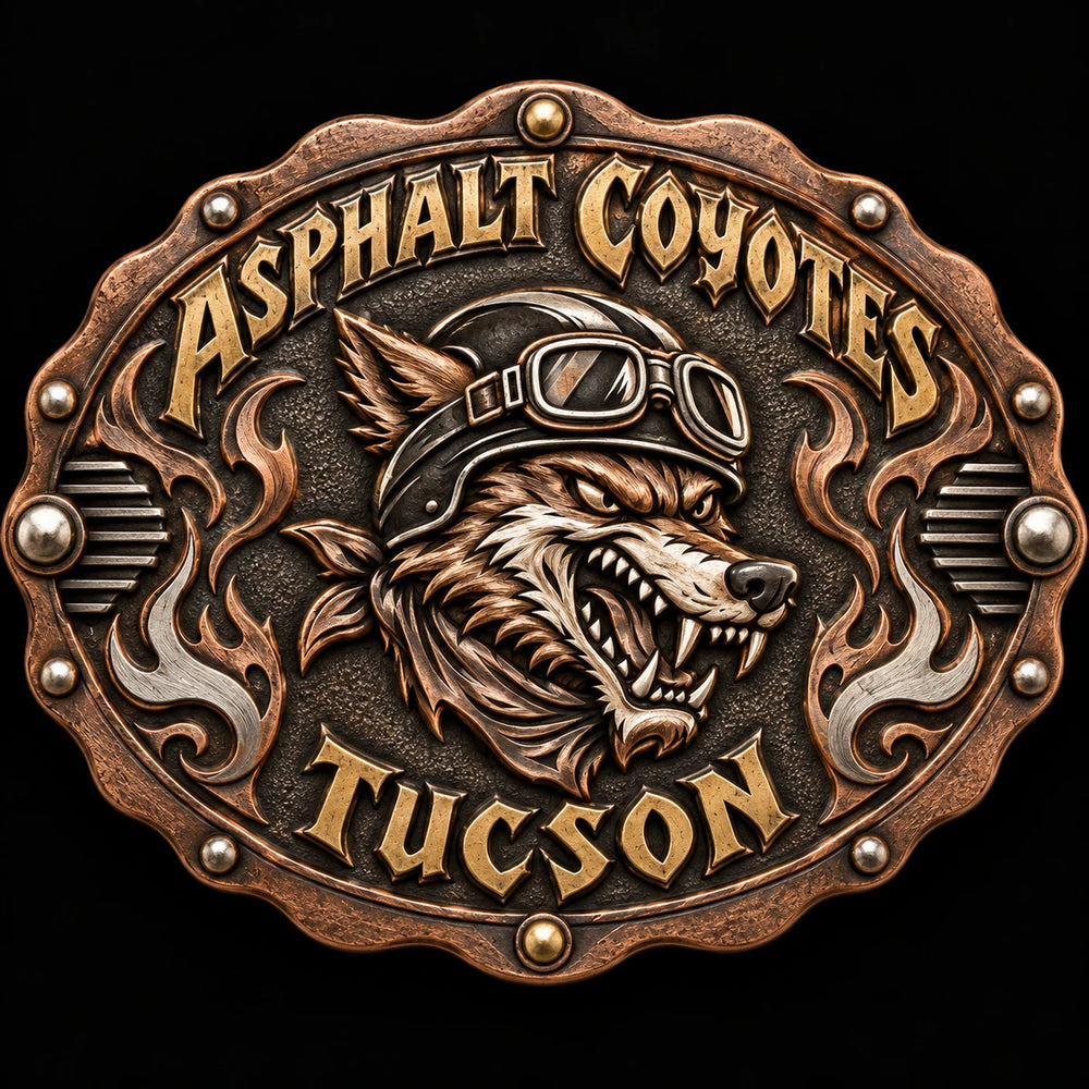 Scalloped Oval Buckle custom motorcycle club belt buckle