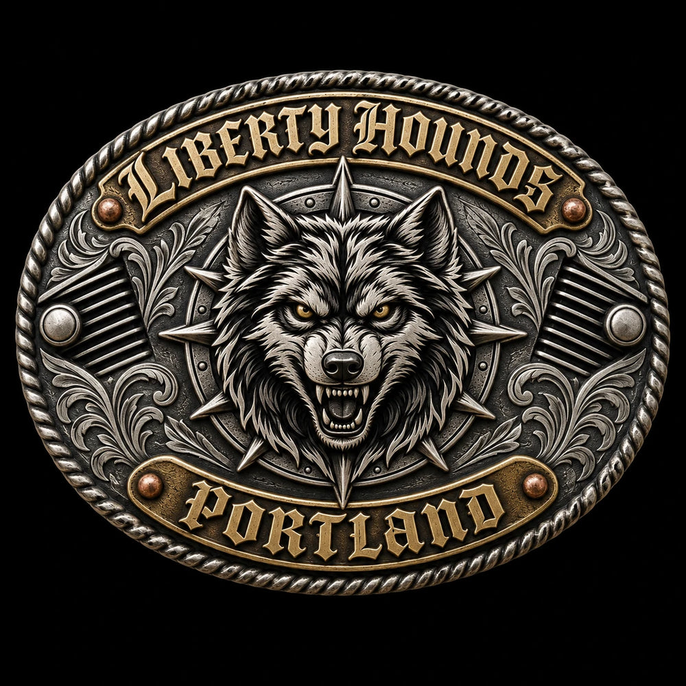 Western Oval Buckle custom motorcycle club belt buckle