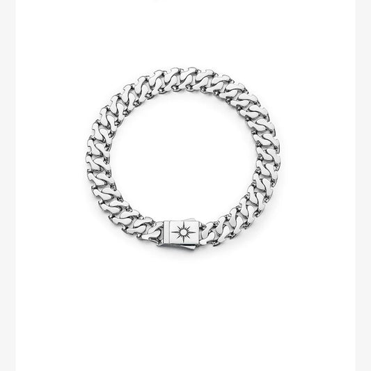 Sun Cuban Link Sterling Silver Biker Bracelet – product view