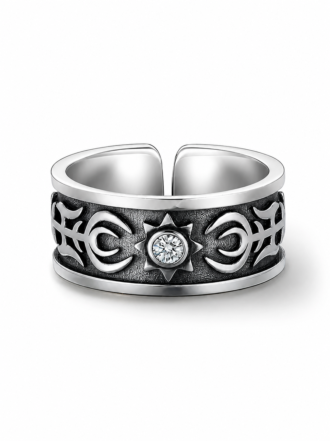 Sun Totem Sterling Silver Biker Ring - product view 2
