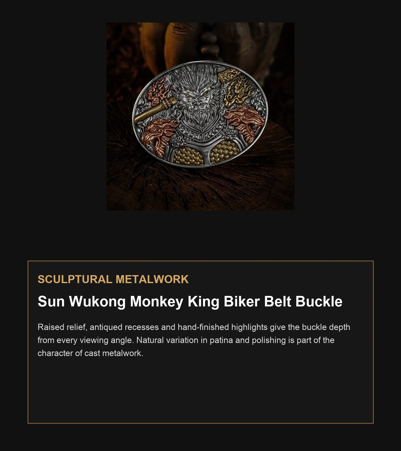 Sun Wukong Monkey King Biker Belt Buckle craftsmanship guide in English