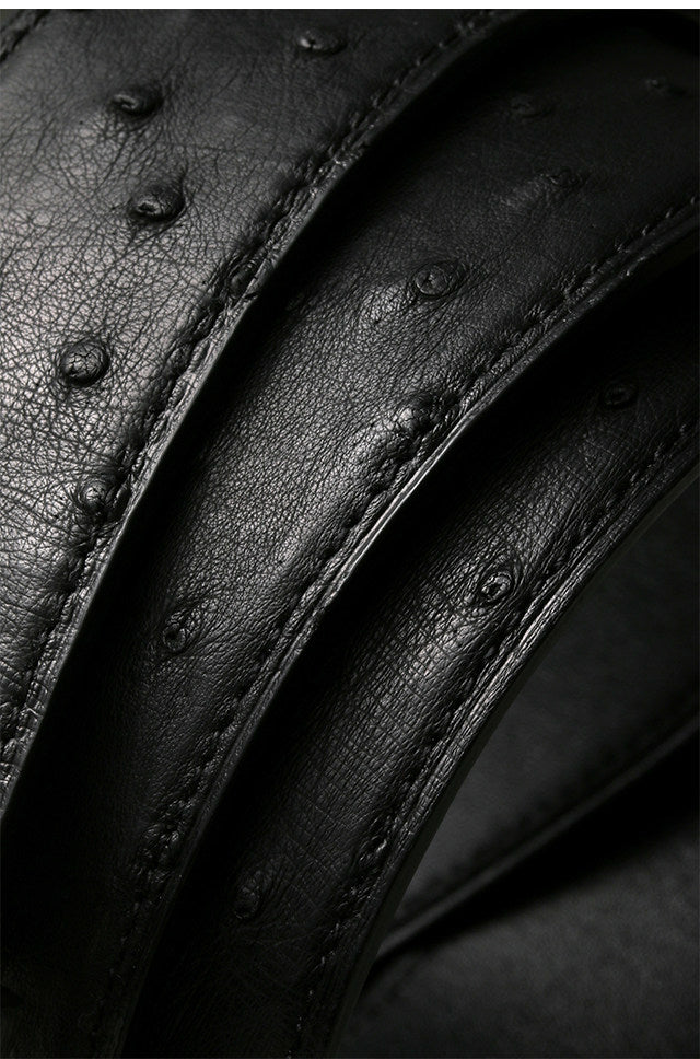 Sword Heart Gold-Accent Silver Bridle Leather Biker Belt — detail view 10