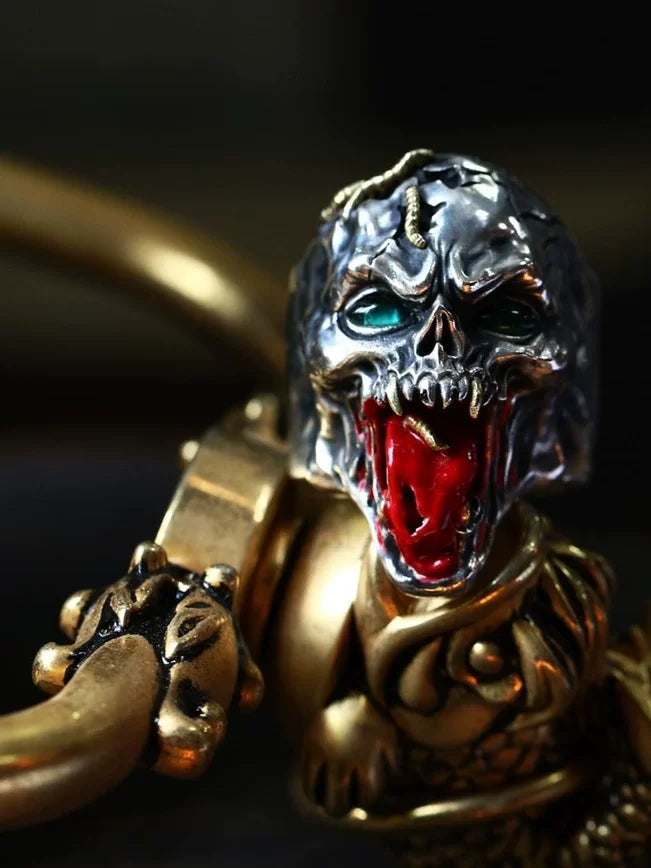 Symbiote Skull 925 Sterling Silver Biker Ring — view 2