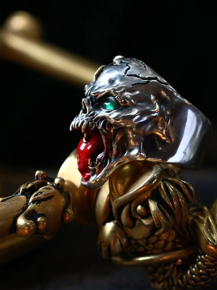Symbiote Skull 925 Sterling Silver Biker Ring — view 3