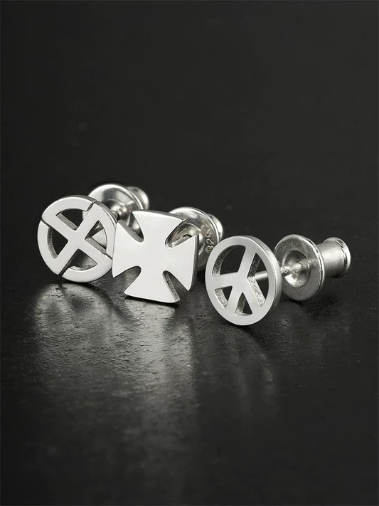 Symbol Sterling Silver Biker Stud Earring product view
