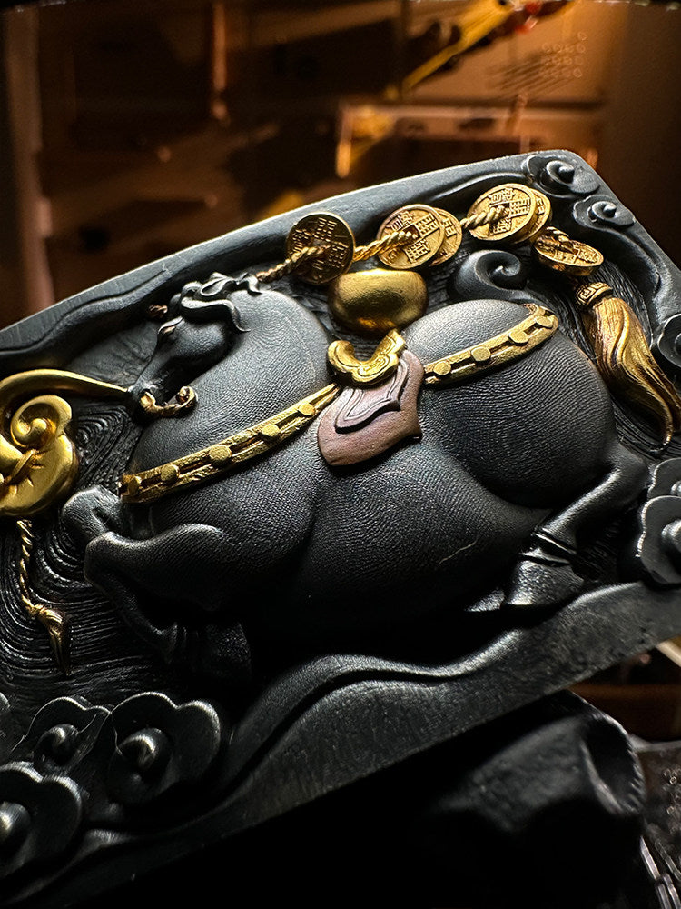 Tang Horse Mixed-Metal Bridle Leather Biker Belt — product view
