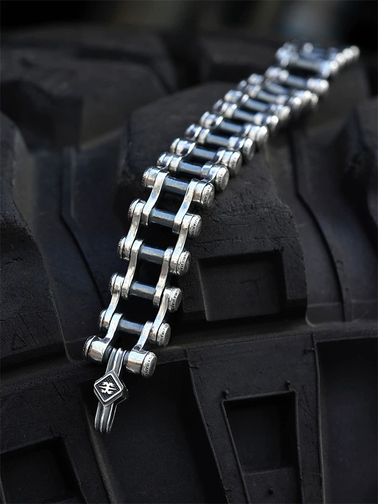 tank link sterling silver biker bracelet product view 1