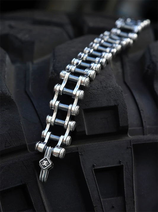 tank link sterling silver biker bracelet product view 1
