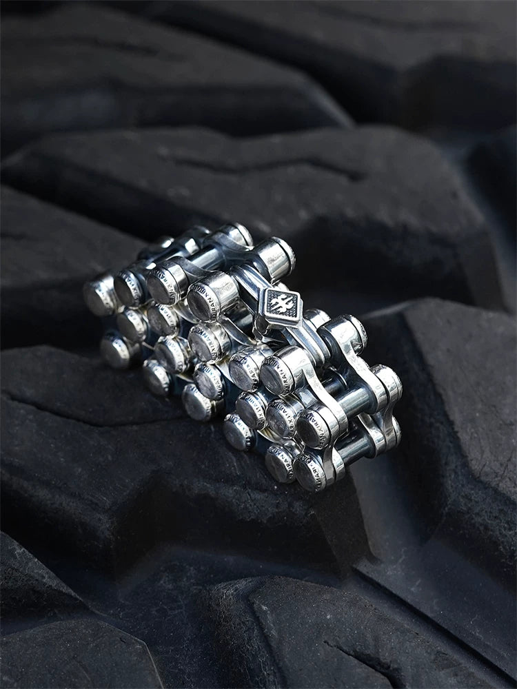 tank link sterling silver biker bracelet product view 2