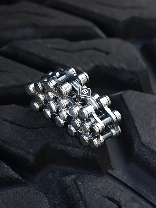 tank link sterling silver biker bracelet product view 2