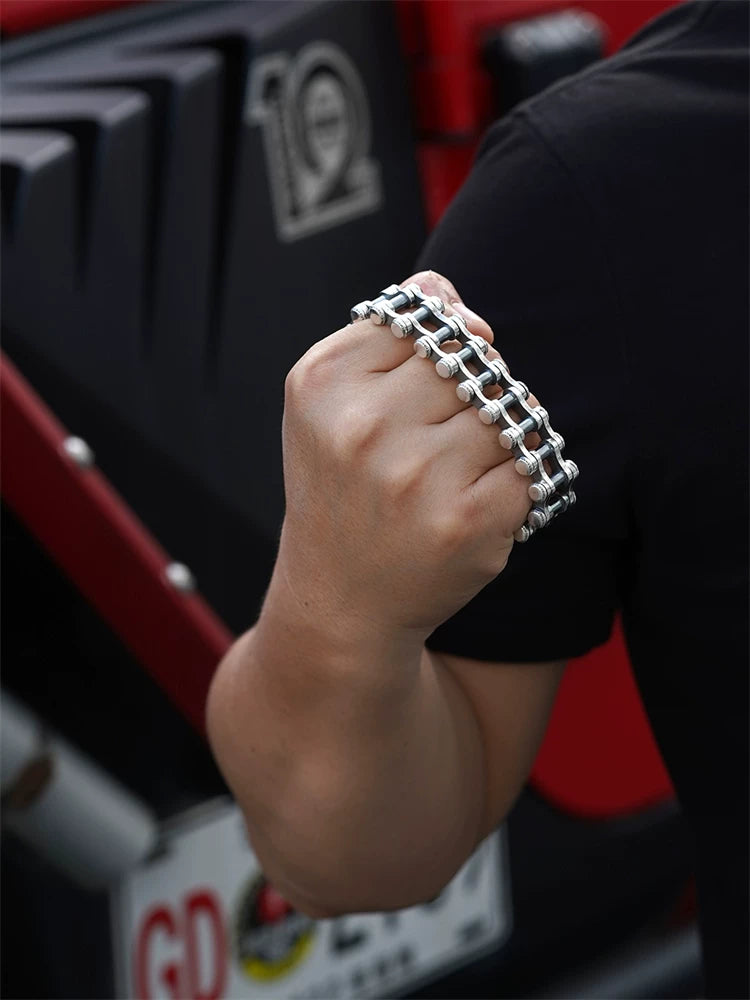tank link sterling silver biker bracelet product view 3