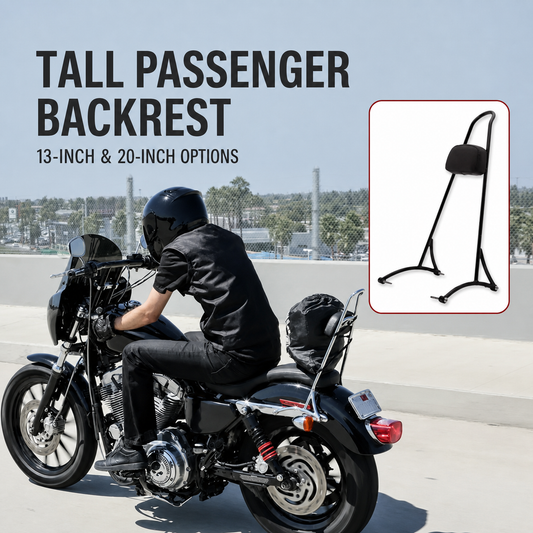 Tall passenger backrest for Harley Sportster - 13-inch and 20-inch options