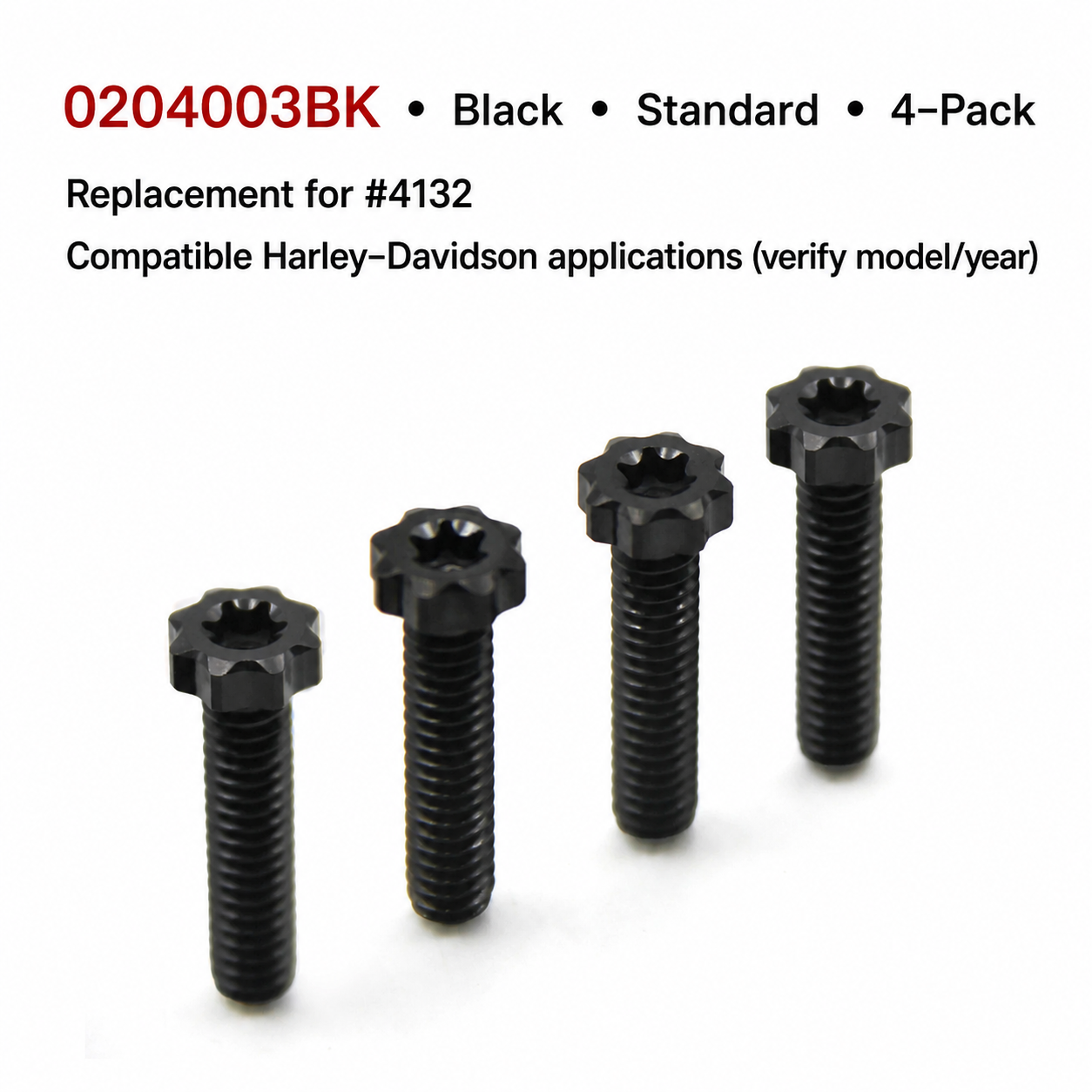 0204003BK / Black / Standard / 4-Pack