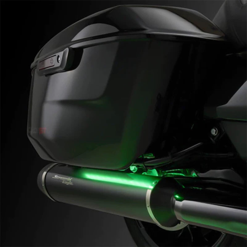 Green RGB lower saddlebag lighting detail